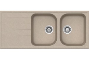 Schock LITD200A58N LITHOS D200 Lavello 2 vasche sopratop/sottotop 116 x 50 con gocciolatoio reversibile - Avena 