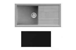 Lavello da Incasso 1 Vasca con gocciolatoio Reversibile 100 x 50 cm Sopratop Granitgem Nero CM OREGON 400202G01