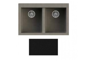 Lavello da Incasso 2 Vasche 79 x 50 cm Sopratop con fascia miscelatore Granitgem Nero CM NEVADA MIX 400402G01