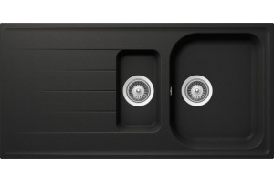 Schock  LITD150A13N LITHOS D150 Lavello 1 vasca e 1/2 sopratop/sottotop 100 x 50 con gocciolatoio reversibile - Nero assoluto