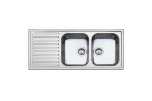 Apell AV1162ILBC Lavello da Incasso 2 Vasche con Gocciolatoio a Sinistra 116 x 50 cm Acciaio Inox 
